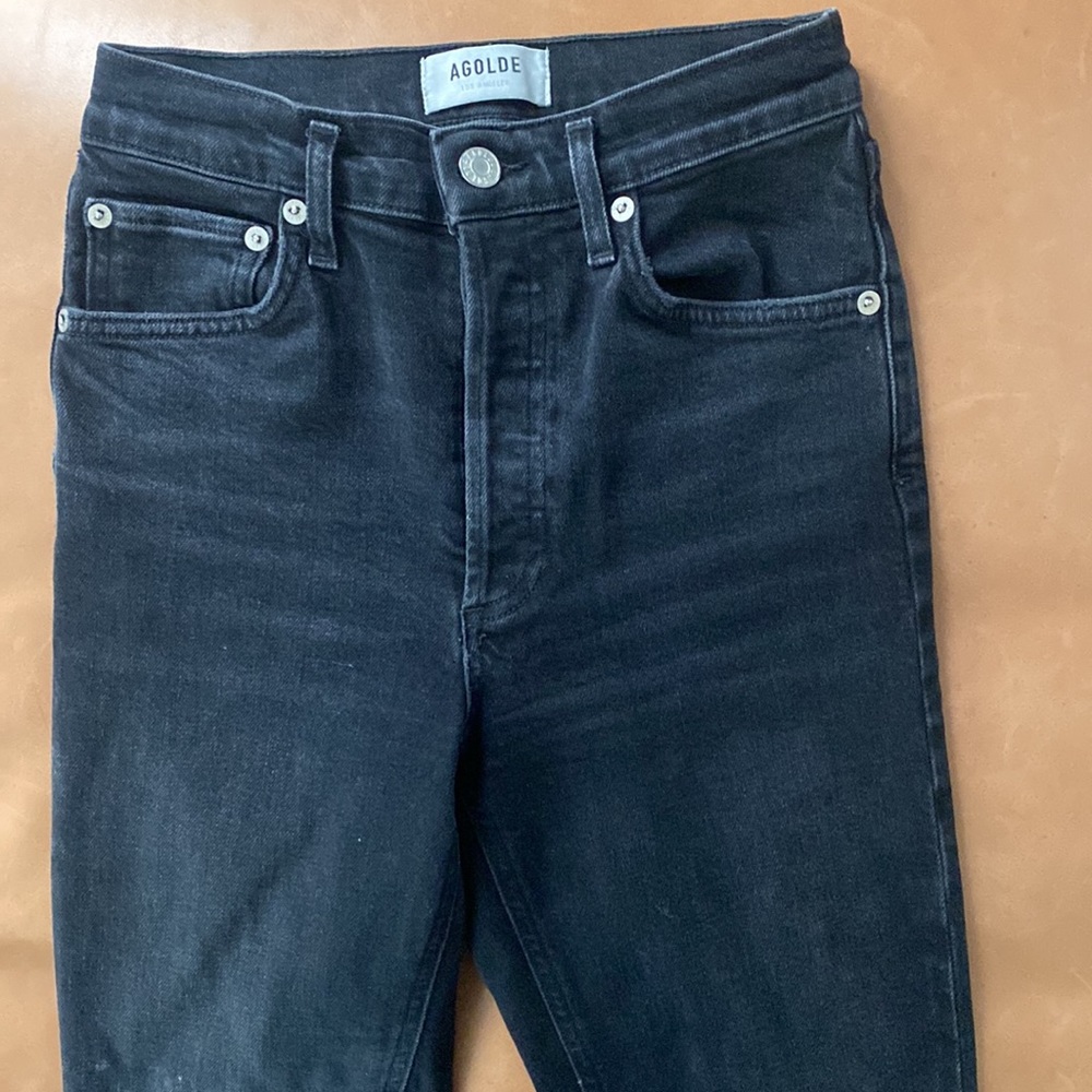 Agolde Riley High Rise Straight Jean Black Pepper - Picture 5 of 7
